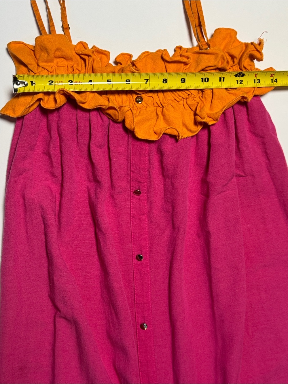 ALÏONAS London Vibrant Pink Orange Faux Button-Front Maxi Dress Ruffle Details S - Picture 7 of 10
